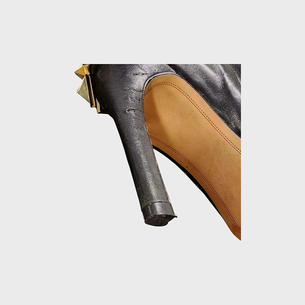 Sold!!!am Edelman sz.6 Studded Black and Gold Leather/Suede Women's Ankle Boots - Picture 10 of 16